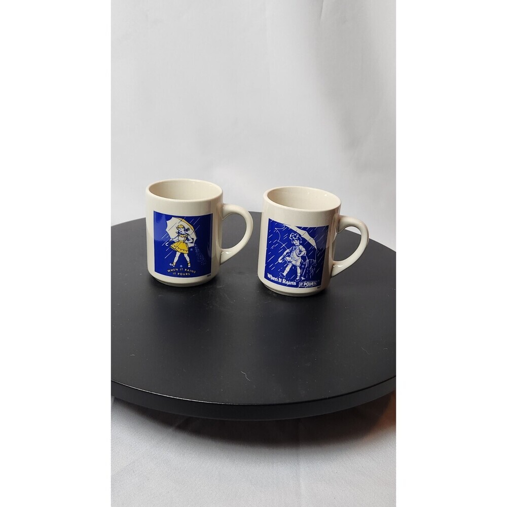 2 Vintage Morton Salt Coffee Mugs. Made In Japan